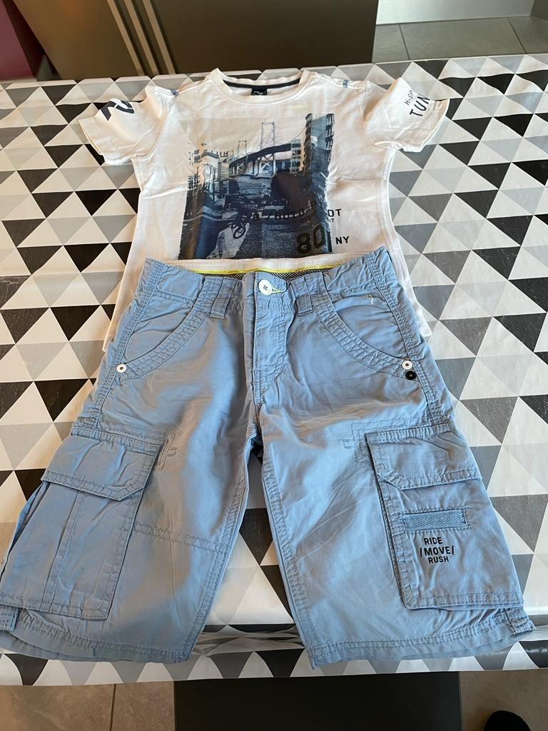 Setje: T shirt en short Sevenoneseven maat 7-8 jaar, Kinderen en Baby's, Ophalen of Verzenden, Gebruikt