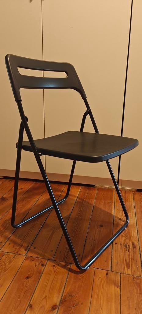 chaise noir pliable leger, Maison & Meubles, Chaises, Comme neuf, Enlèvement, Elegant, Métal