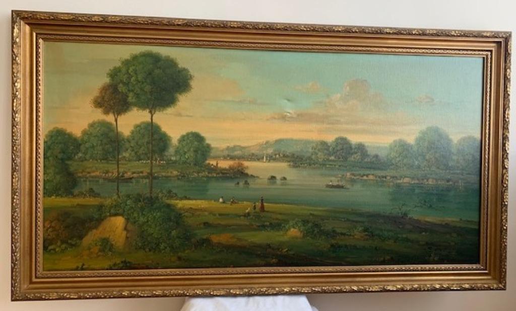 SCHILDERIJ MET ITALIAANS LANDSCHAP, Antiek en Kunst, Ophalen