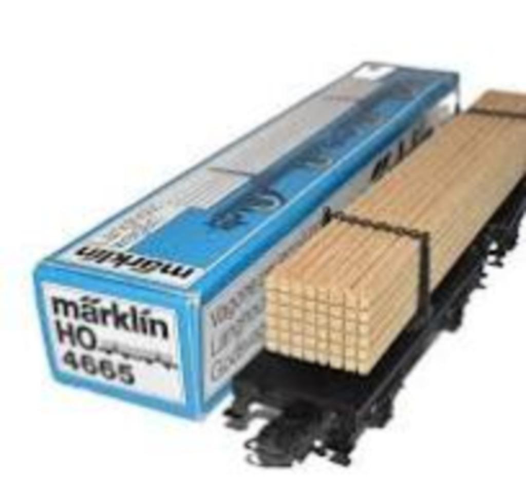 4665 Marklin HO - Houttransportwagen (C2400224), Marklin, Wagon, Ophalen of Verzenden, Zo goed als nieuw