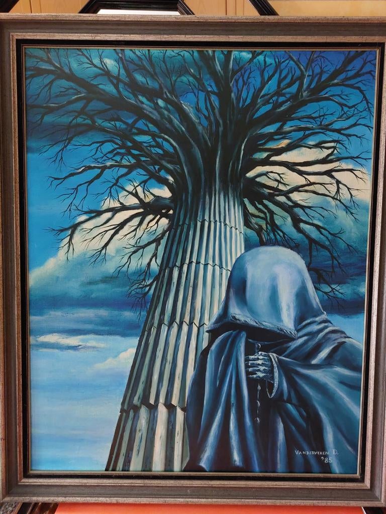 Surrealistisch schilderij 80x100. 0486 215927, Ophalen