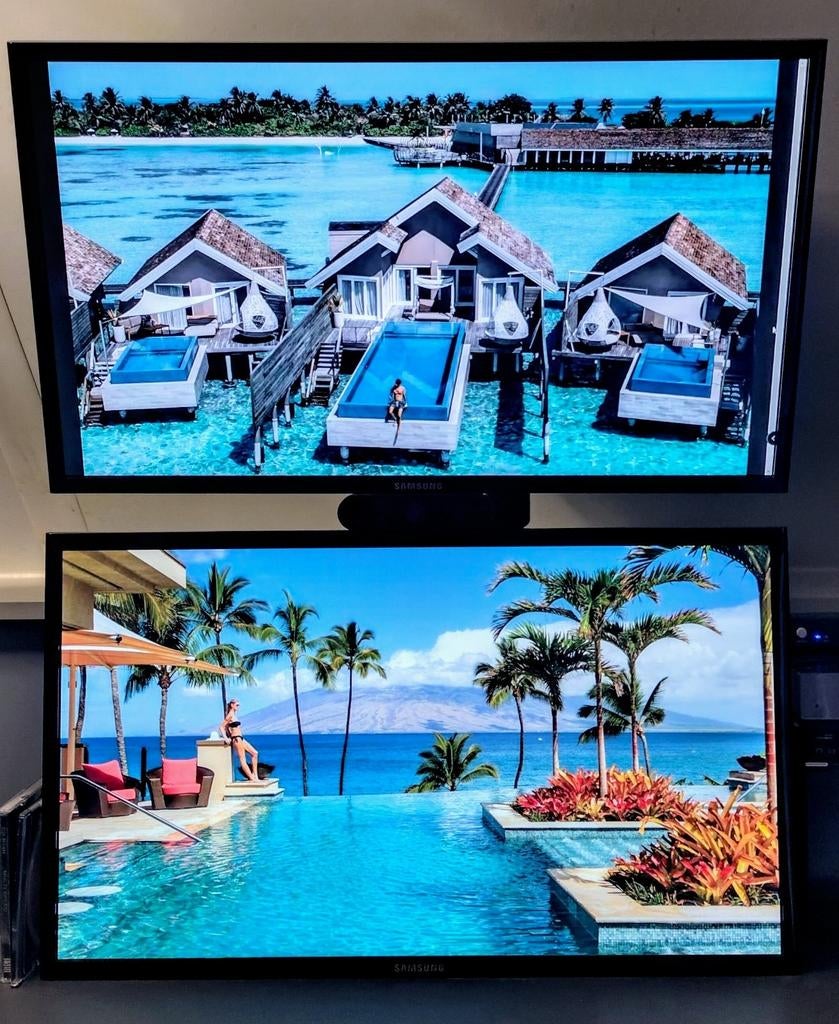 2* Samsung 24" HD led monitor plus stevige monitor stand, Ophalen, Zo goed als nieuw, HD, LED