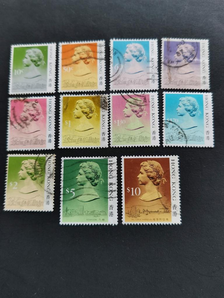 Hong Kong 1987 - Reine Elisabeth II - avec ombre sous menton, Enlèvement ou Envoi, Affranchi, Asie orientale