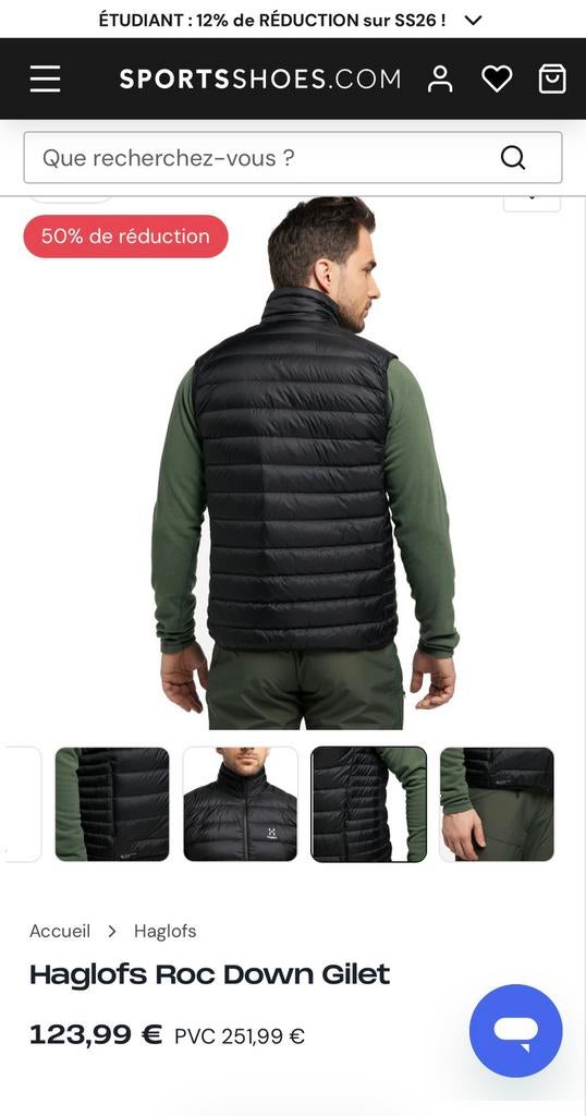Haglöfs roc down vest men S nieuw, Ophalen of Verzenden, Nieuw, Maat 46 (S) of kleiner, Blauw
