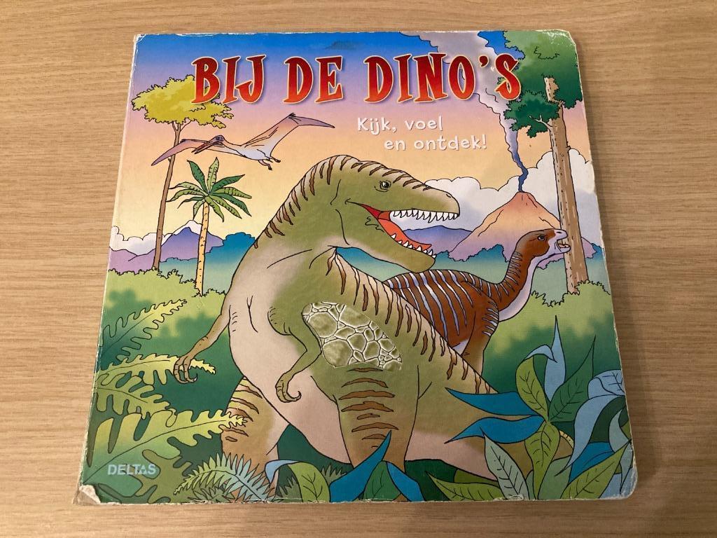 Kartonnen voelboek - Bij de dino's, Enlèvement ou Envoi, Utilisé, Livre à déplier, à toucher ou à découvrir