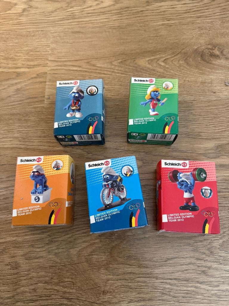 5 Belgische Olympische Spelen reclamesmurfen (BOIC) nieuw, -, -, Schleich, Nieuw