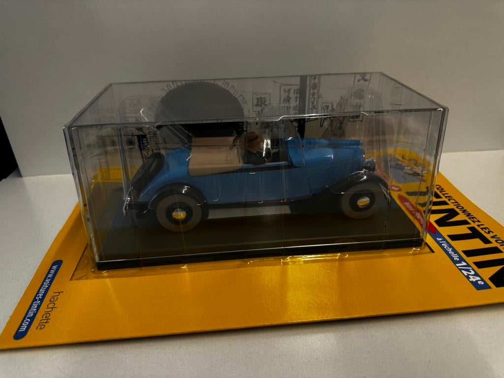 Kuifje auto 1:24 de cabriolet v janssens  blauwe lotus nr 46, Ophalen of Verzenden, Kuifje, Nieuw