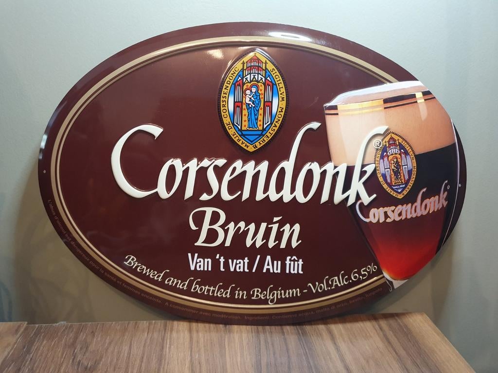 Ovaal Metaal Reclamebord - Corsendonk Bruin -, Ophalen of Verzenden, Gebruikt, Reclamebord, Plaat of Schild, Overige merken
