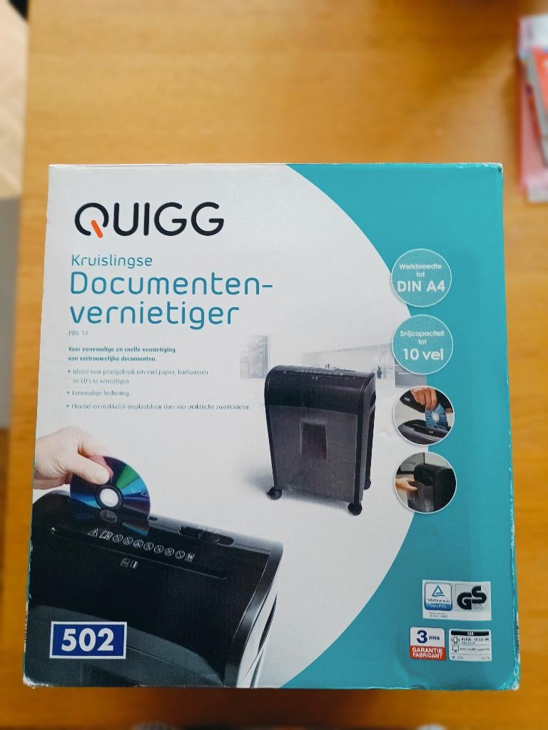 Destructeur de documents QUIGG, Enlèvement, Comme neuf