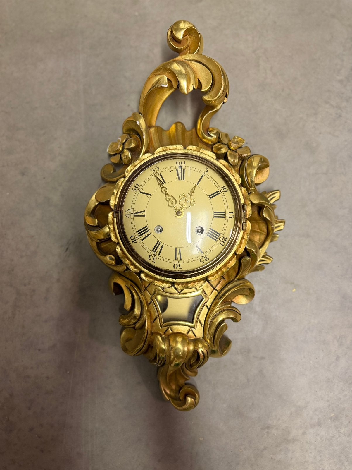 Horloge Murale Rococo Vintage Westerstrand Bois Doré Sculpté, Antiquités & Art, Antiquités | Horloges, Enlèvement ou Envoi