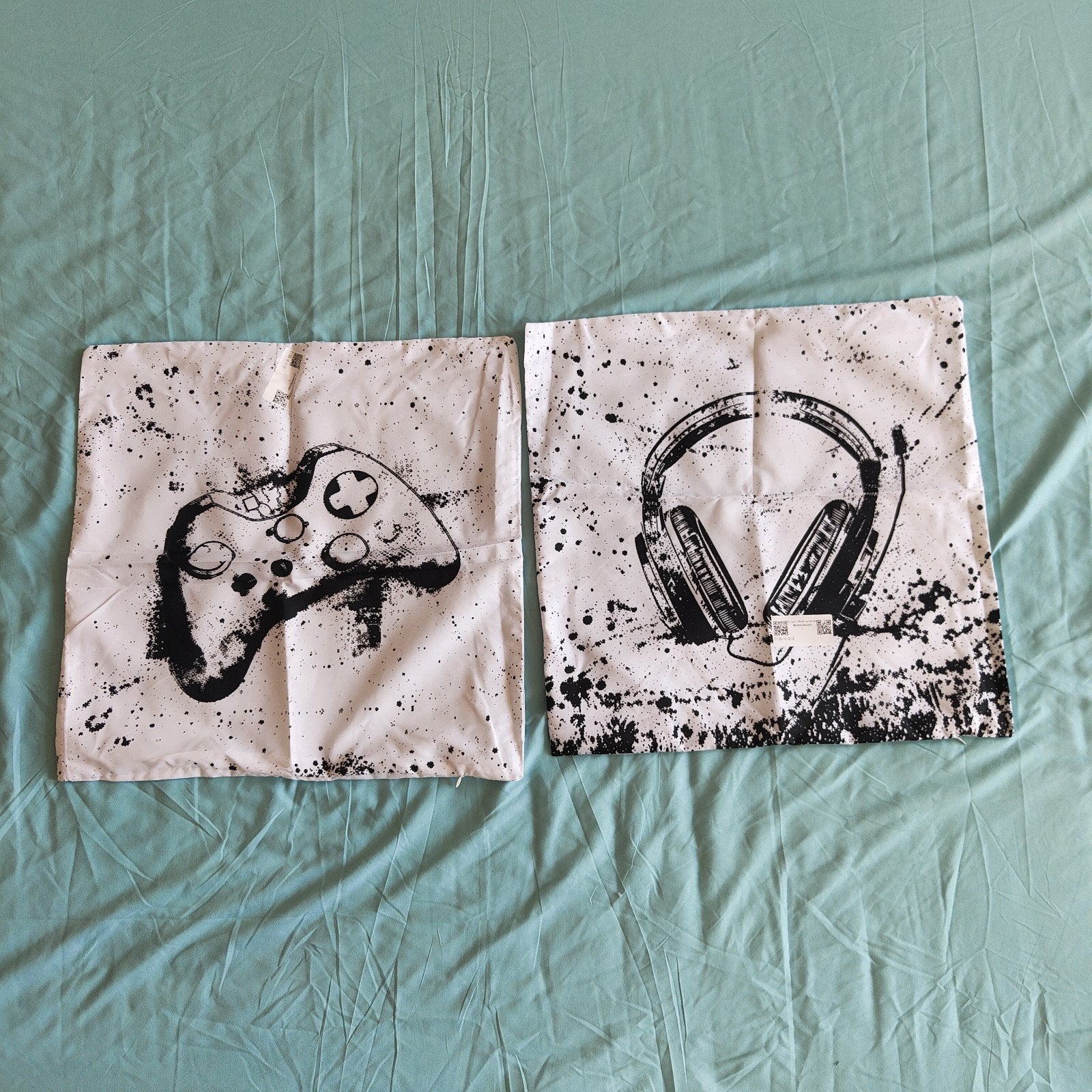 Set van 2 gamekussenhoezen, 44x44 cm, controller en headset, Huis en Inrichting, Slaapkamer | Beddengoed, Ophalen of Verzenden