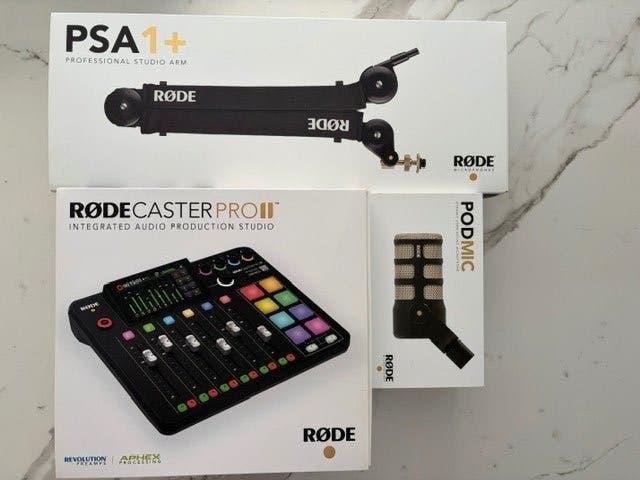 Complete Podcastset | RØDECaster Pro II + PodMic + PSA1+, Ophalen, Zo goed als nieuw, 5 tot 10 kanalen, Microfooningang