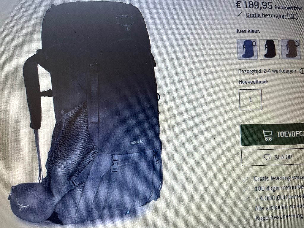 Sac à dos de randonnée Tosprey Rook 50, Enlèvement, Neuf