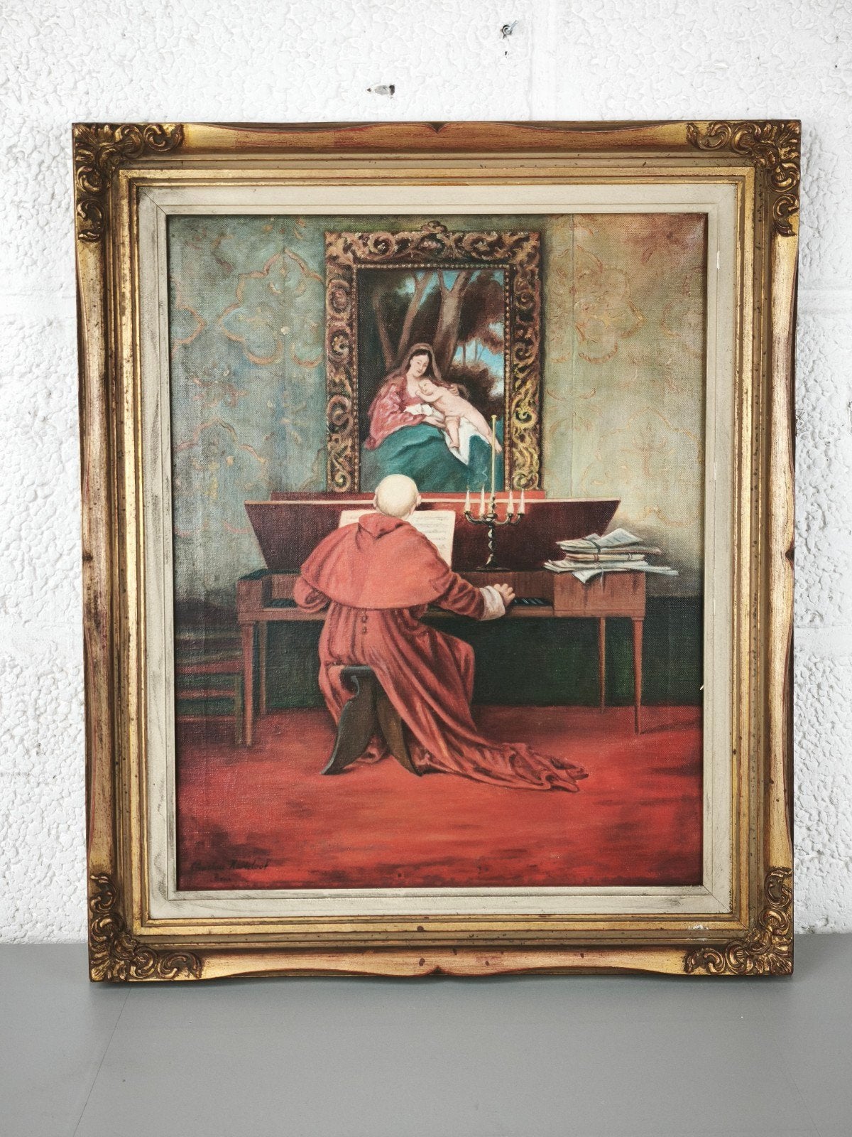 Schilderij naar Richard Linderum, Ophalen of Verzenden, Vintage, Gesigneerd