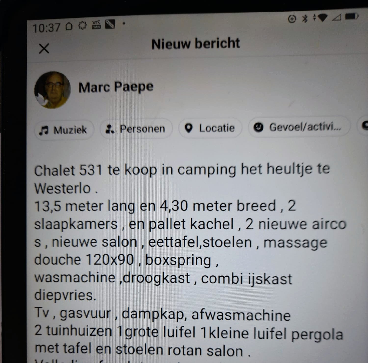 Chalet à vendre Westerlo het heultje challet 531, Enlèvement, 13,50 meter lang op 4,30 breed