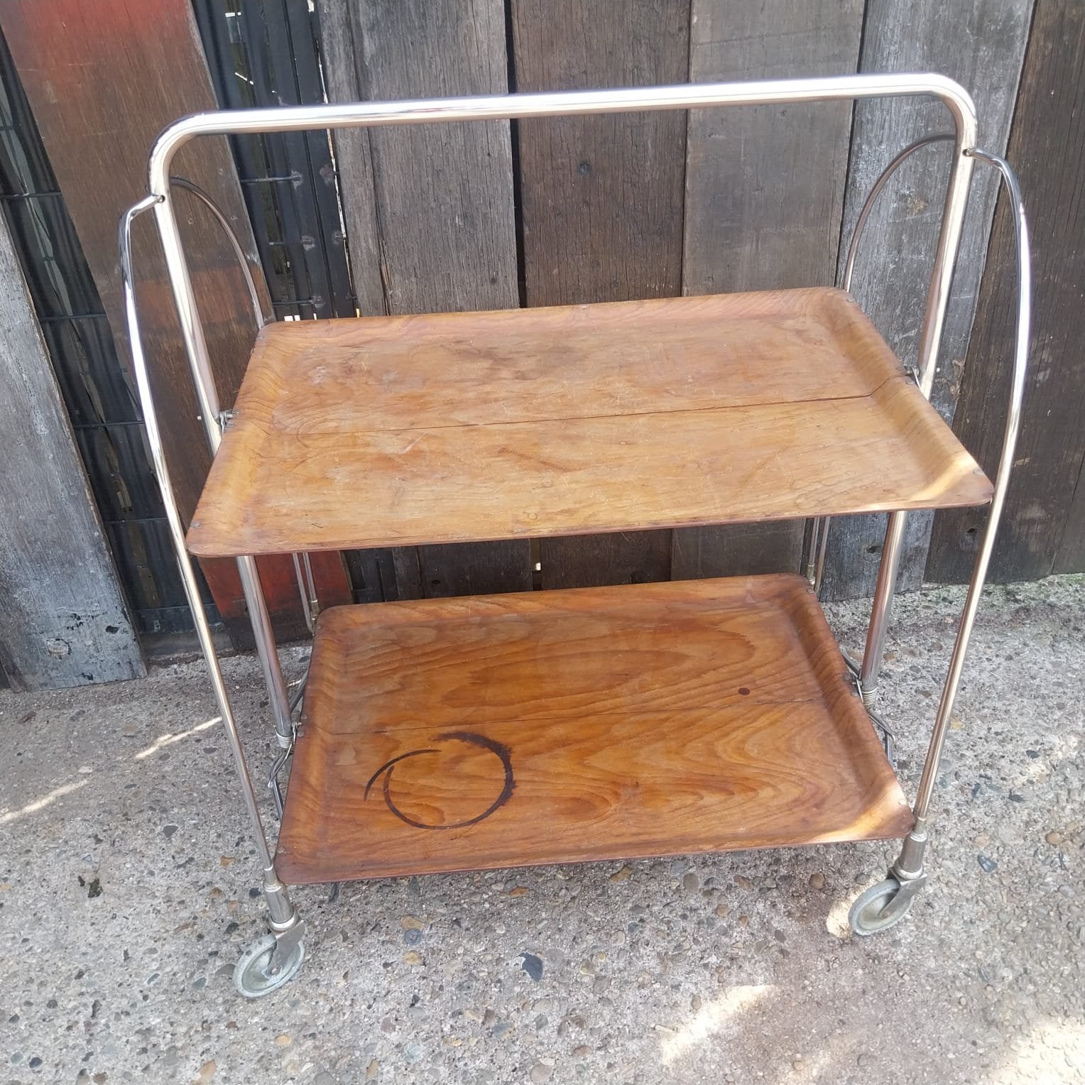 Vintage serveerwagen / theewagen op wielen  jaren ’60/’70, Ophalen, Gebruikt, ,, ,