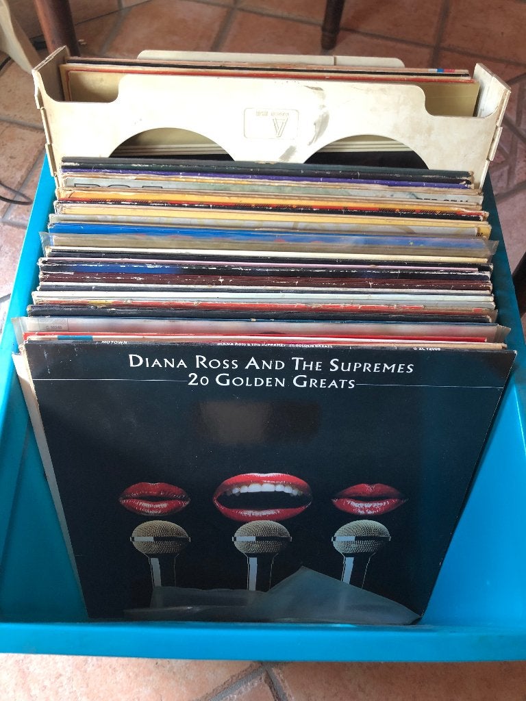 Bak met 50tal platen, Cd's en Dvd's, Vinyl | Overige Vinyl, Ophalen, Gebruikt