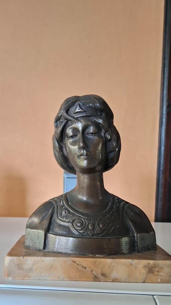 Art Deco bronzen buste, Antiek en Kunst, Ophalen, Brons