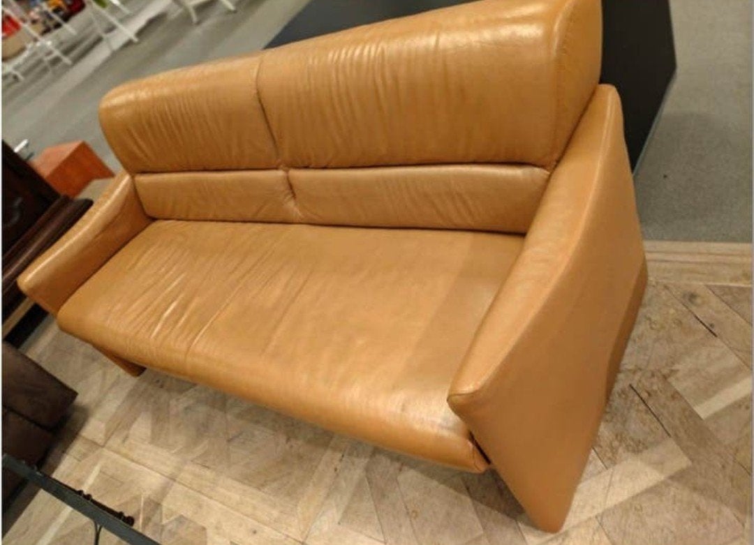 Sofa postmodernistische bank leder SUISSE MADE by LEU s.a., Ophalen of Verzenden, 90 cm