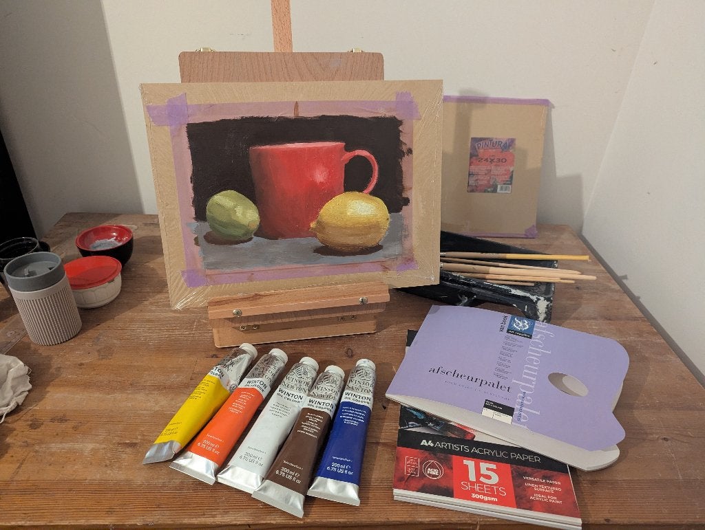 Olieverf starter set - paar keer gebruikt, Hobby & Loisirs créatifs, Peinture, Comme neuf, Peinture à l'huile, Enlèvement