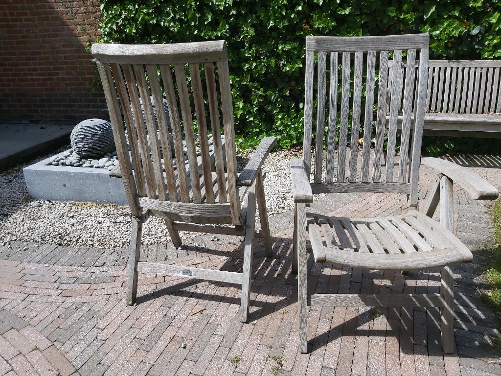 teak tuinstoelen merk tribu, Ophalen, Gebruikt, Hout, Verstelbaar