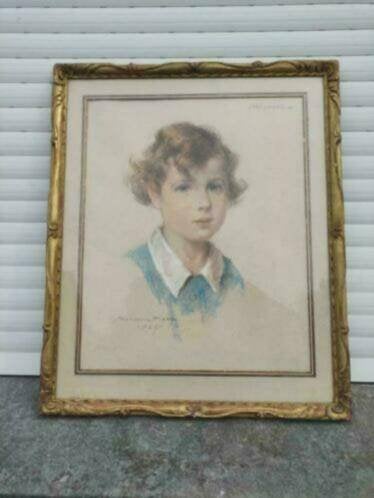 pastel portrait de michel signe marcel hess, Ophalen of Verzenden, Tekening