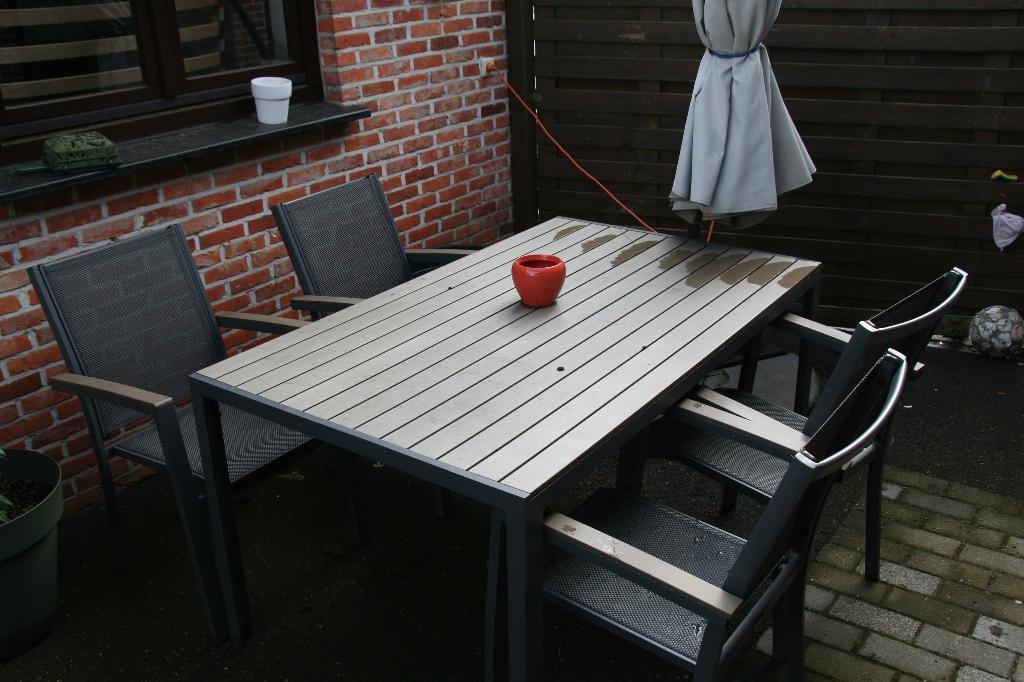 tuintafel + 4 stoelen, Tuin en Terras, Tuintafels, Ophalen
