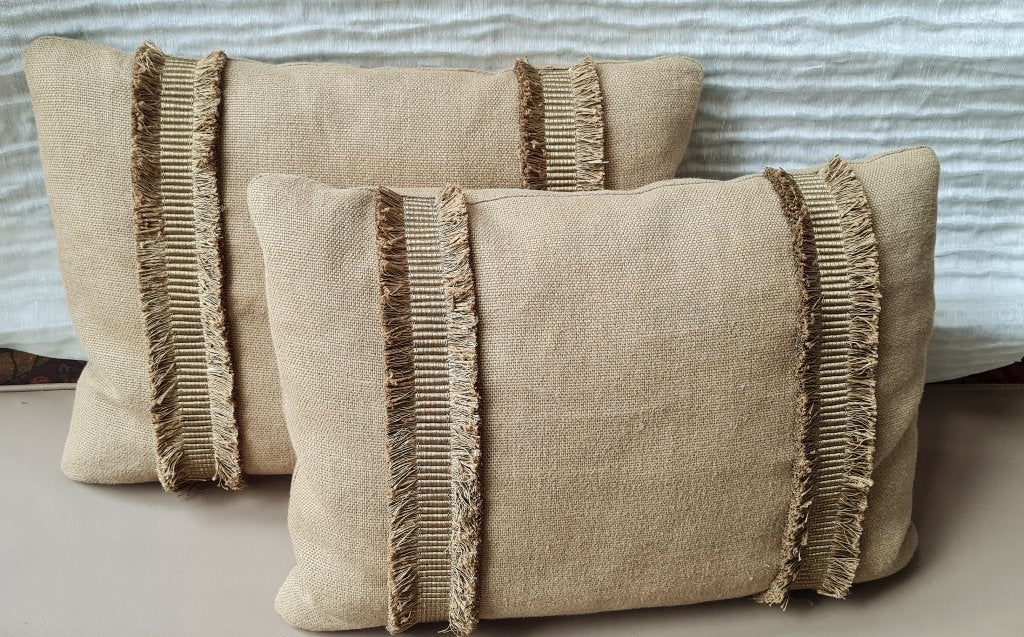 2 coussins artisanaux en 100 % lin belge, Maison & Meubles, Accessoires pour la Maison | Coussins, Neuf, Enlèvement ou Envoi, Autres couleurs