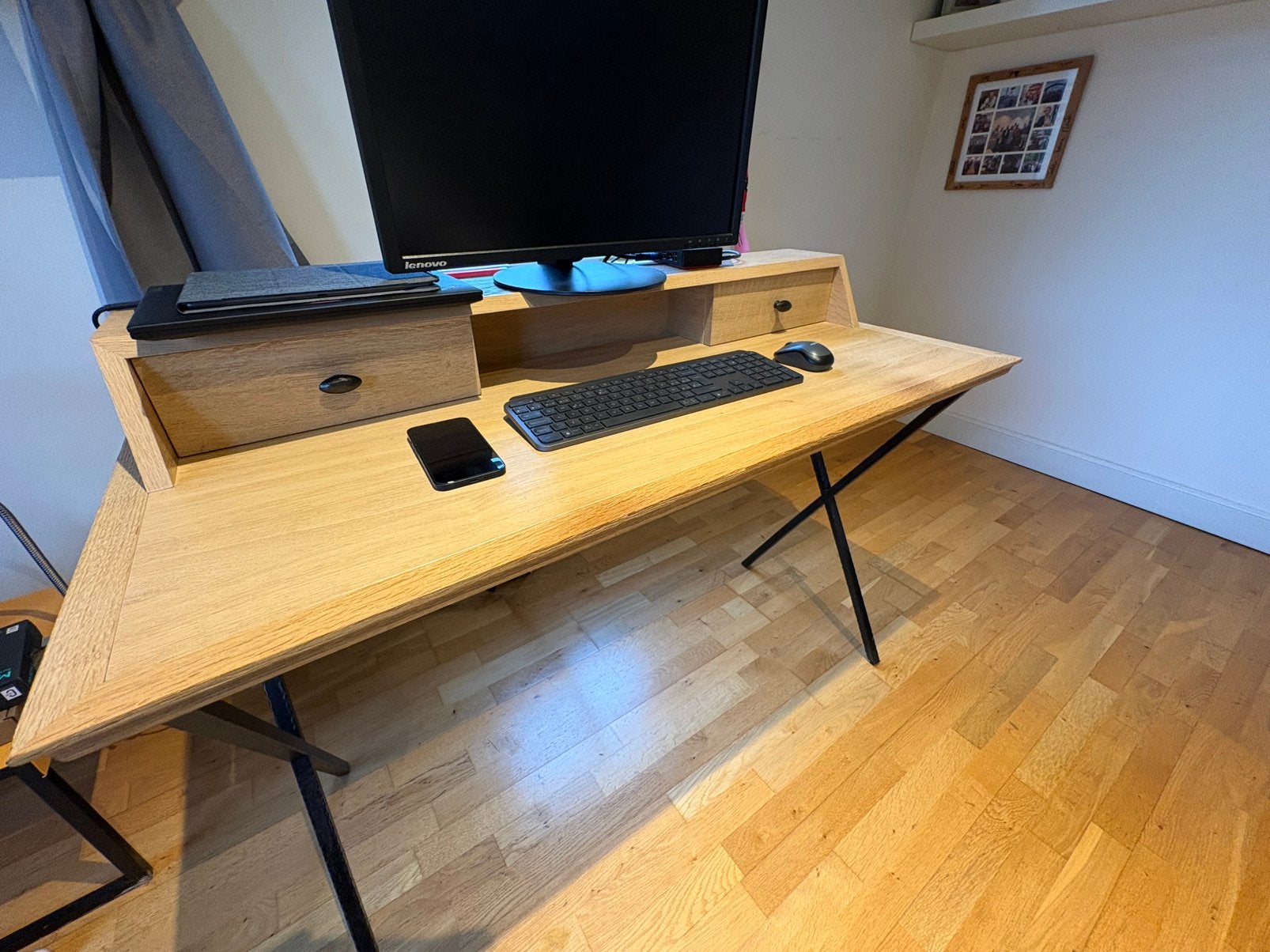 Bureau secrétaire design 120 cm – idéal télétravail, Maison & Meubles, Autres marques, 120 cm, Comme neuf, Brun