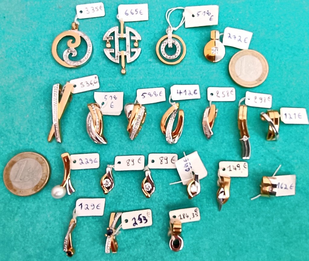 Pendentif en or bicolore 18K avec 1 ou des zircon(s), NEUF, Bijoux, Sacs & Beauté, Neuf, Enlèvement ou Envoi, Or, Autres représentations