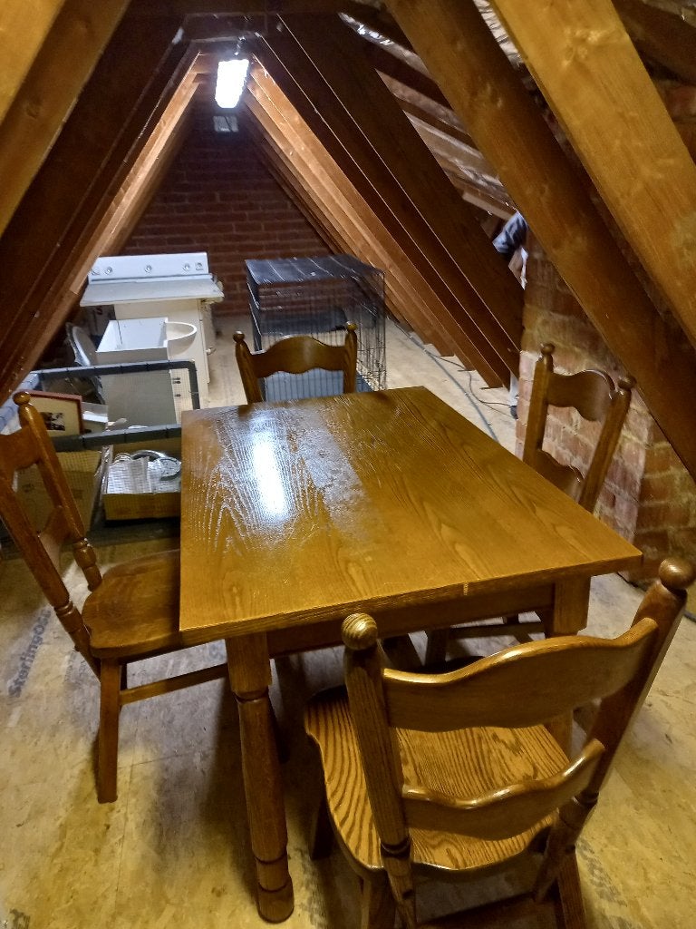 Eiken tafel met 4 stoelen, Huis en Inrichting, Tafels | Eettafels, Gebruikt, Eikenhout, Vier personen, Rechthoekig