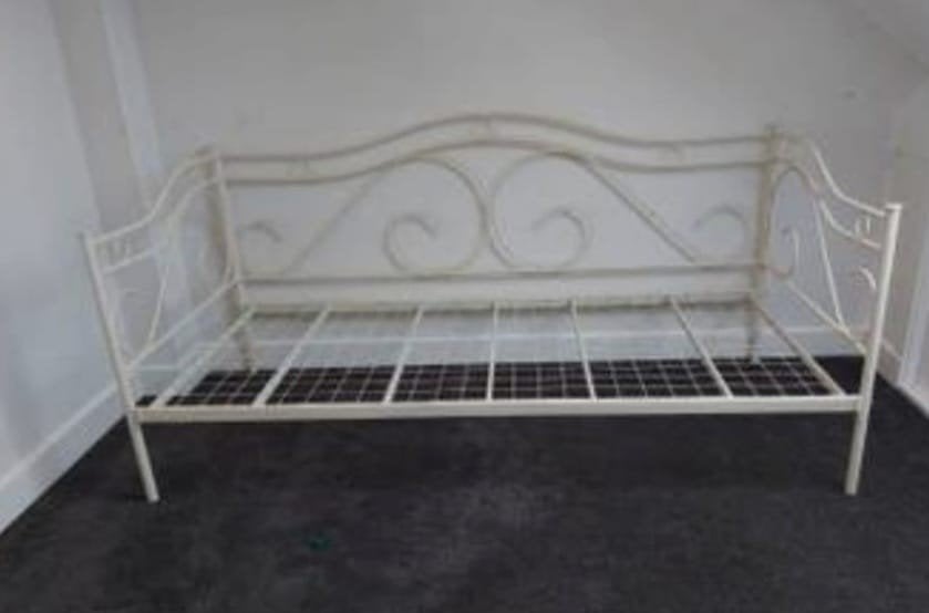 gedemonteerd Wit metalen bedframe - Eenpersoons, Ophalen, Gebruikt, 180 cm of meer, 85 tot 100 cm
