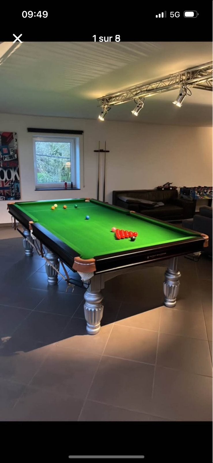 Snooker 9ft avec tout les accessoires, Enlèvement, Comme neuf, Table de snooker
