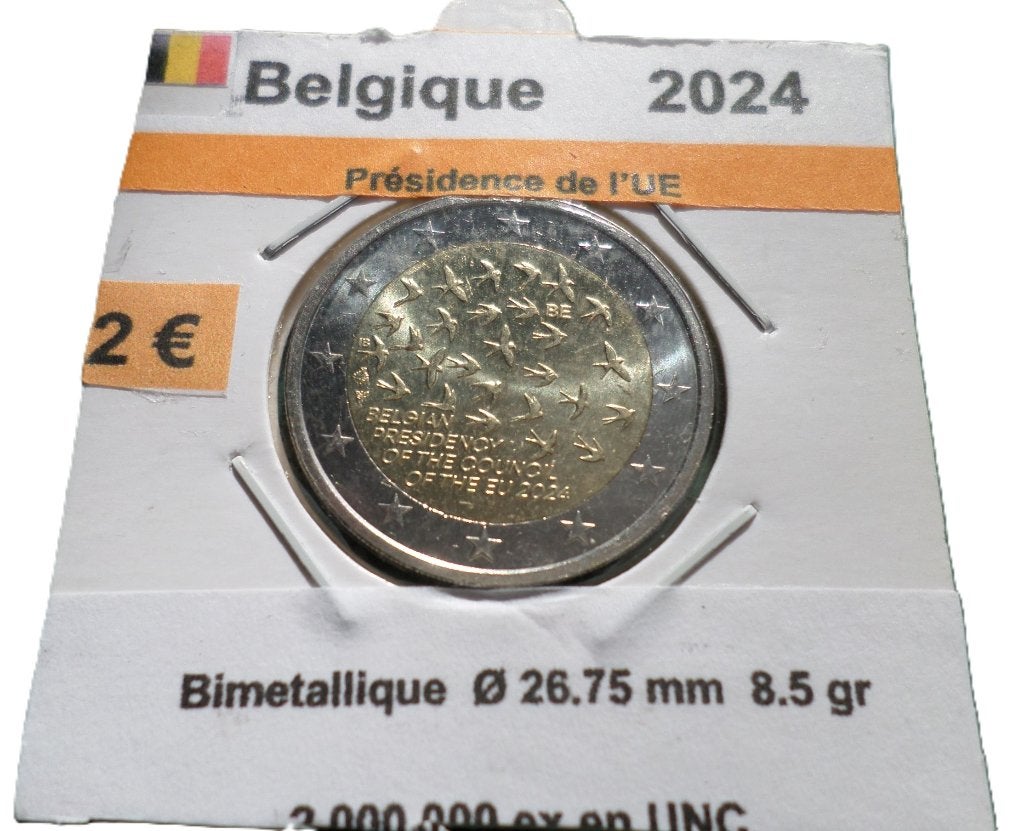 Belgique 2024  2 €uros Presidence de l'UE, Timbres & Monnaies, Monnaies | Europe | Monnaies euro, Envoi, Belgique, 2 euros, Monnaie en vrac