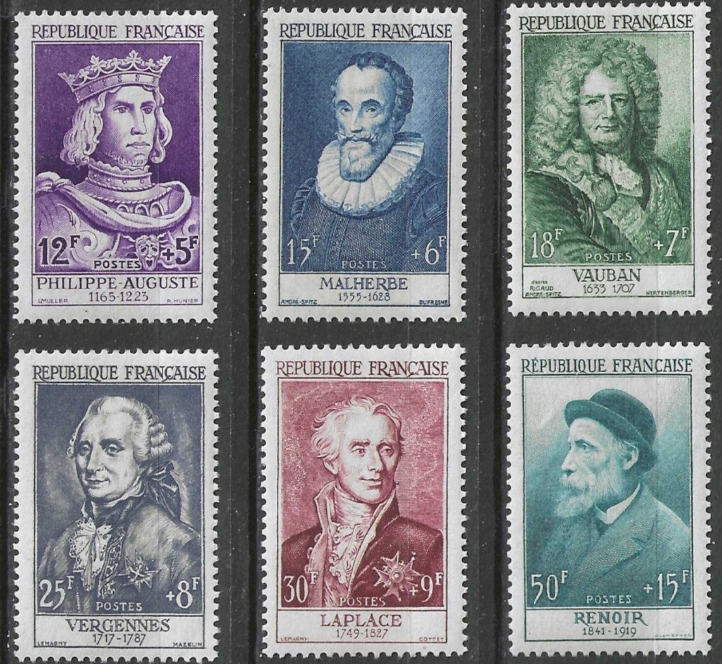 Frankrijk 1955 - Yvert 1027-1032 - Personaliteiten (PF), Verzenden, Postfris