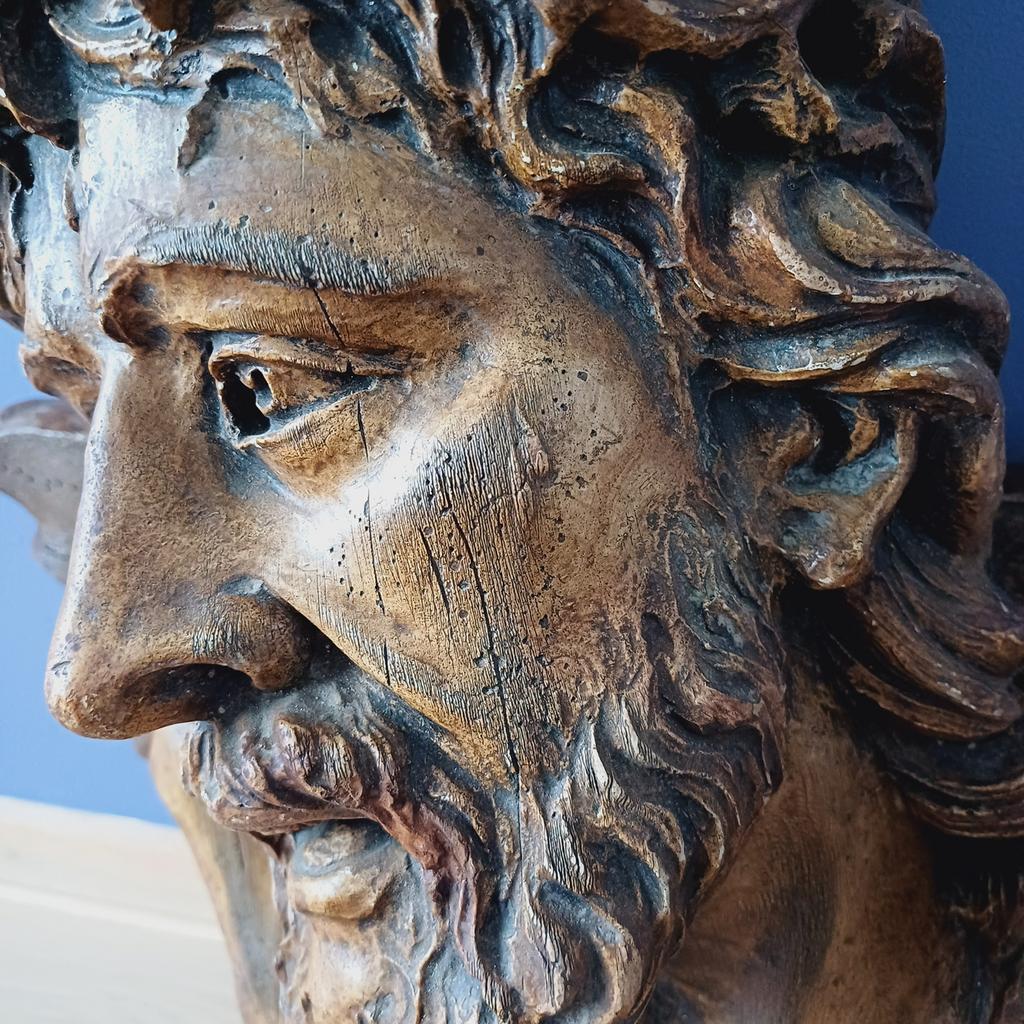 Gipsen buste van Christus gesigneerd Emil Thomasson, Antiek en Kunst, Ophalen, Buste, 20 - 50 cm, Overige materialen