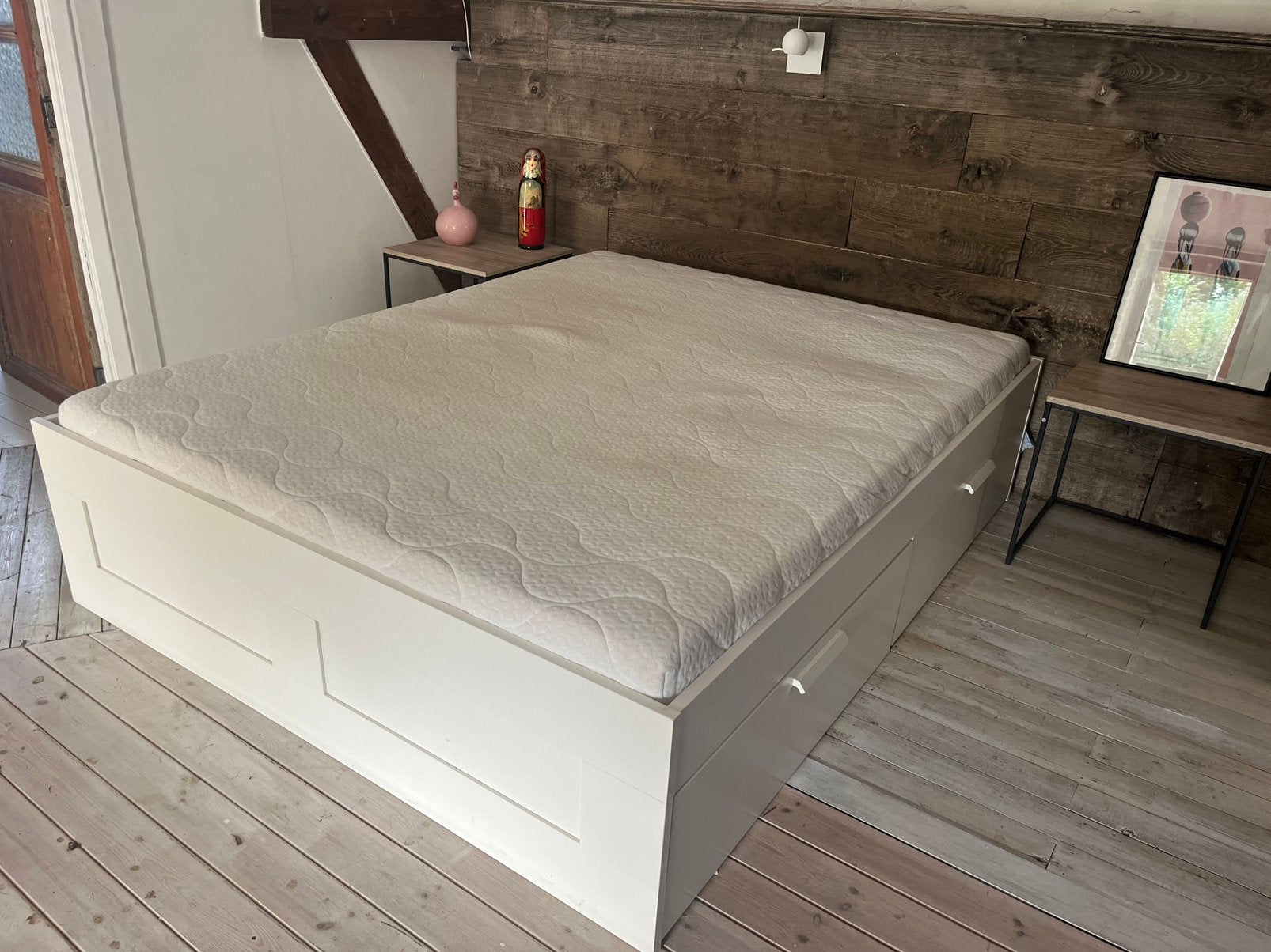 Lit Ikea 160 cm avec lattes et matelas, Enlèvement, 160 cm, Matelas