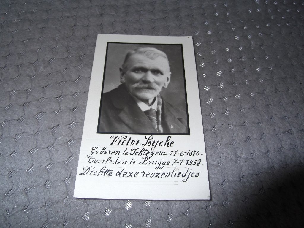 bidprentje Victor Lycke 1876  + 1958 (stichter reuzengilde), Verzamelen, Ophalen of Verzenden, Bidprentje