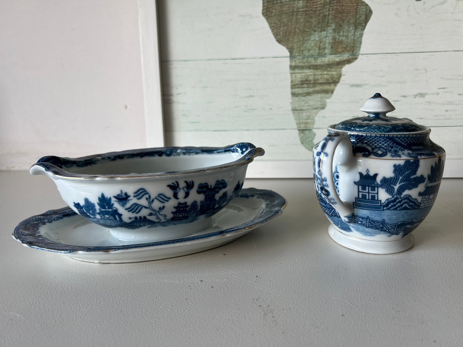 Klassiek Blue Willow Servies – Juskom en Suikerpot, Ophalen