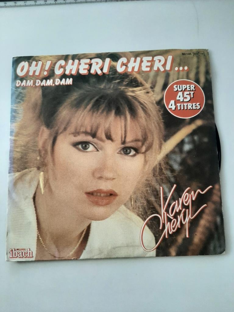 Vinyl 45trs- karen cheryl- oh chéri cheri, CD & DVD, Enlèvement ou Envoi, Utilisé
