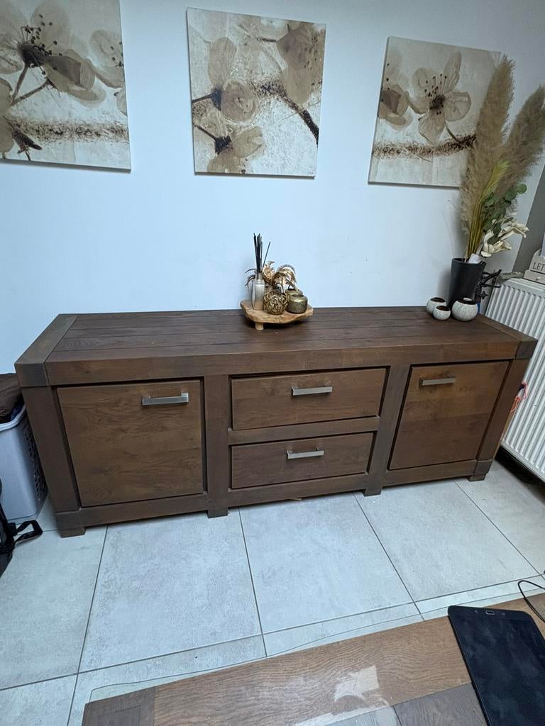 Massief hout eetkamer, Ophalen, Zo goed als nieuw