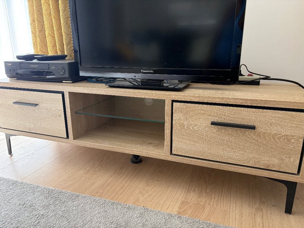 Meuble TV style industriel chêne & métal (150 cm)- État neuf, 25 à 50 cm, Moins de 100 cm, Comme neuf, Enlèvement