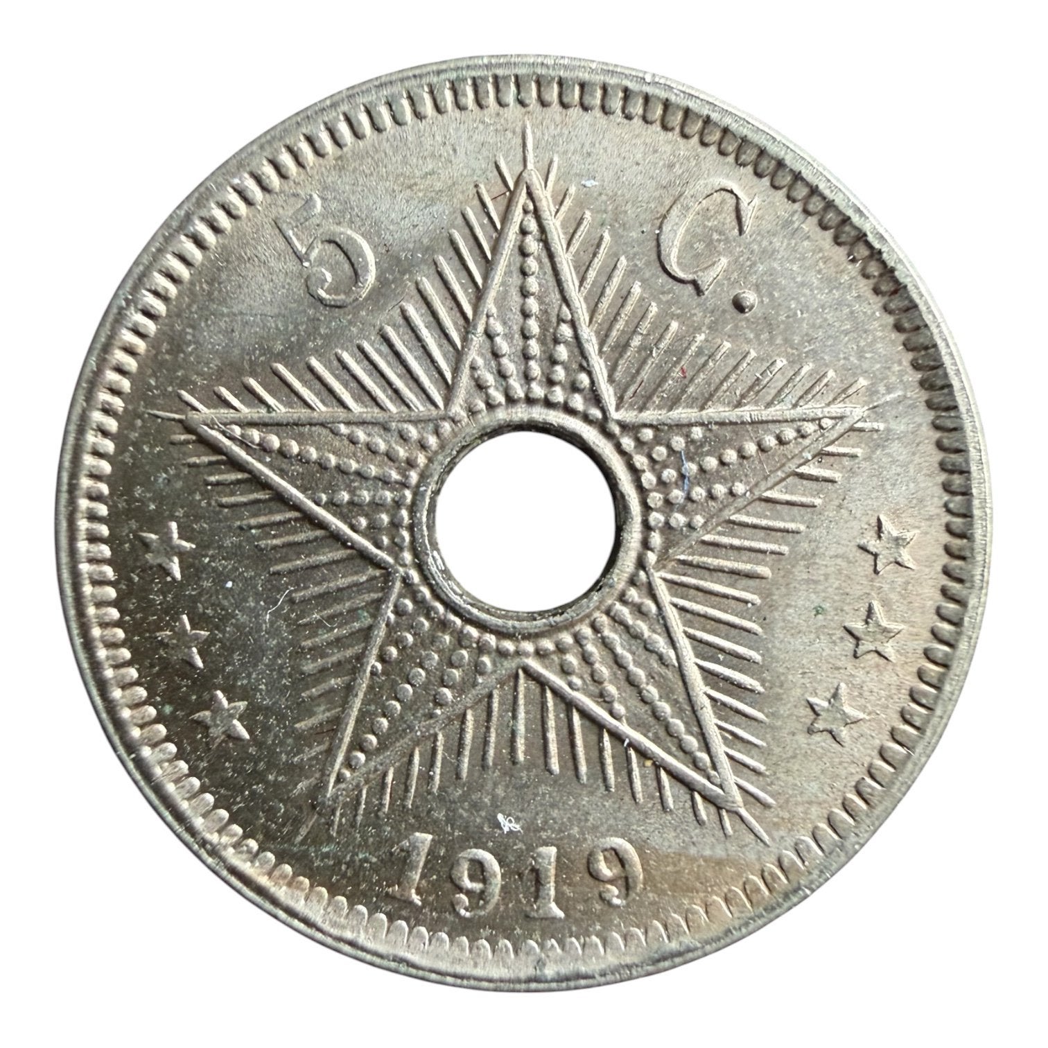 Belgisch Congo 5 Centiem 1919 FDC, Ophalen