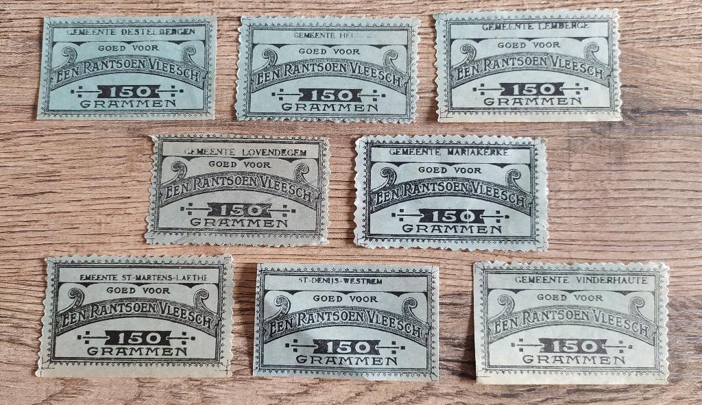 Goed voor een rantsoen vleesch 150 grammen (8 gemeentes), Ophalen of Verzenden, Setje