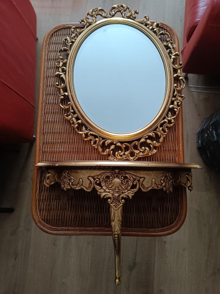 Sierlijke halspiegel met console, Antiek en Kunst, Ophalen