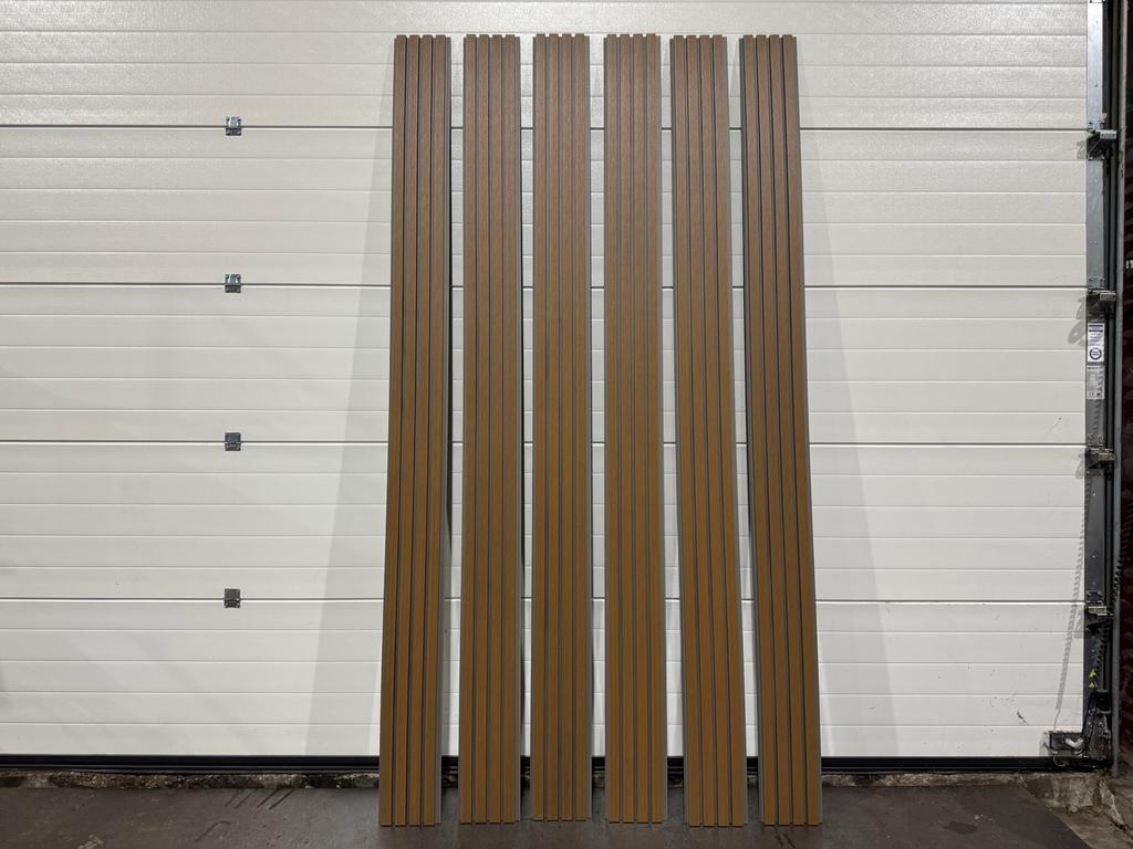 Wandbekleding/Gevelbekleding Composiet Teak / Grijs 2900 mm, Doe-het-zelf en Bouw, Platen en Panelen, Nieuw, Overige materialen
