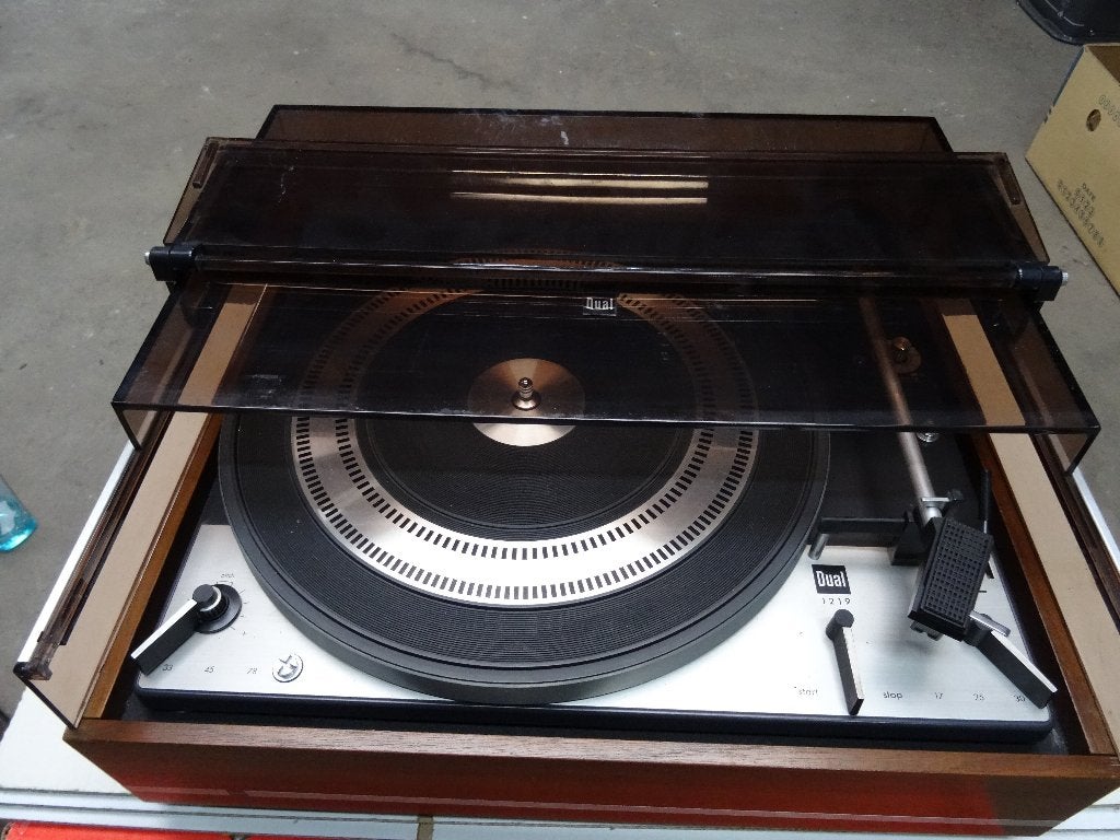platine vintage dual 1219 cellule shure +plexi, Tourne-disque, Enlèvement ou Envoi, Dual, Automatique