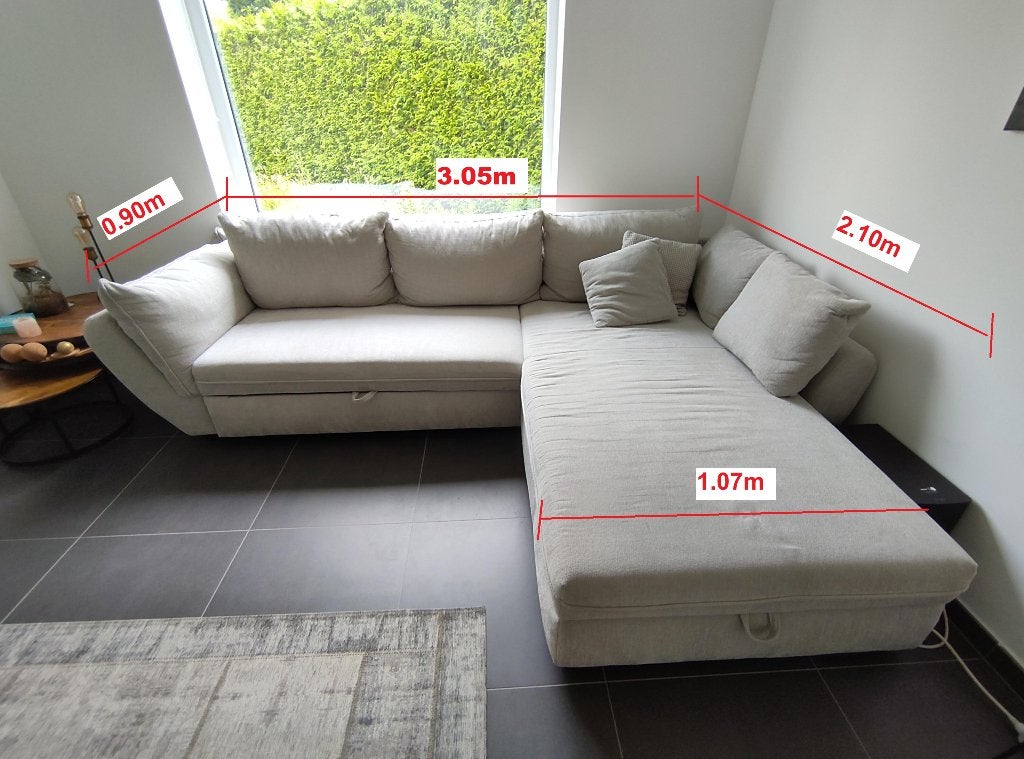 Sofa met bedfunctie en opbergvak, Tissus, Quatre personnes ou plus, Comme neuf, Enlèvement