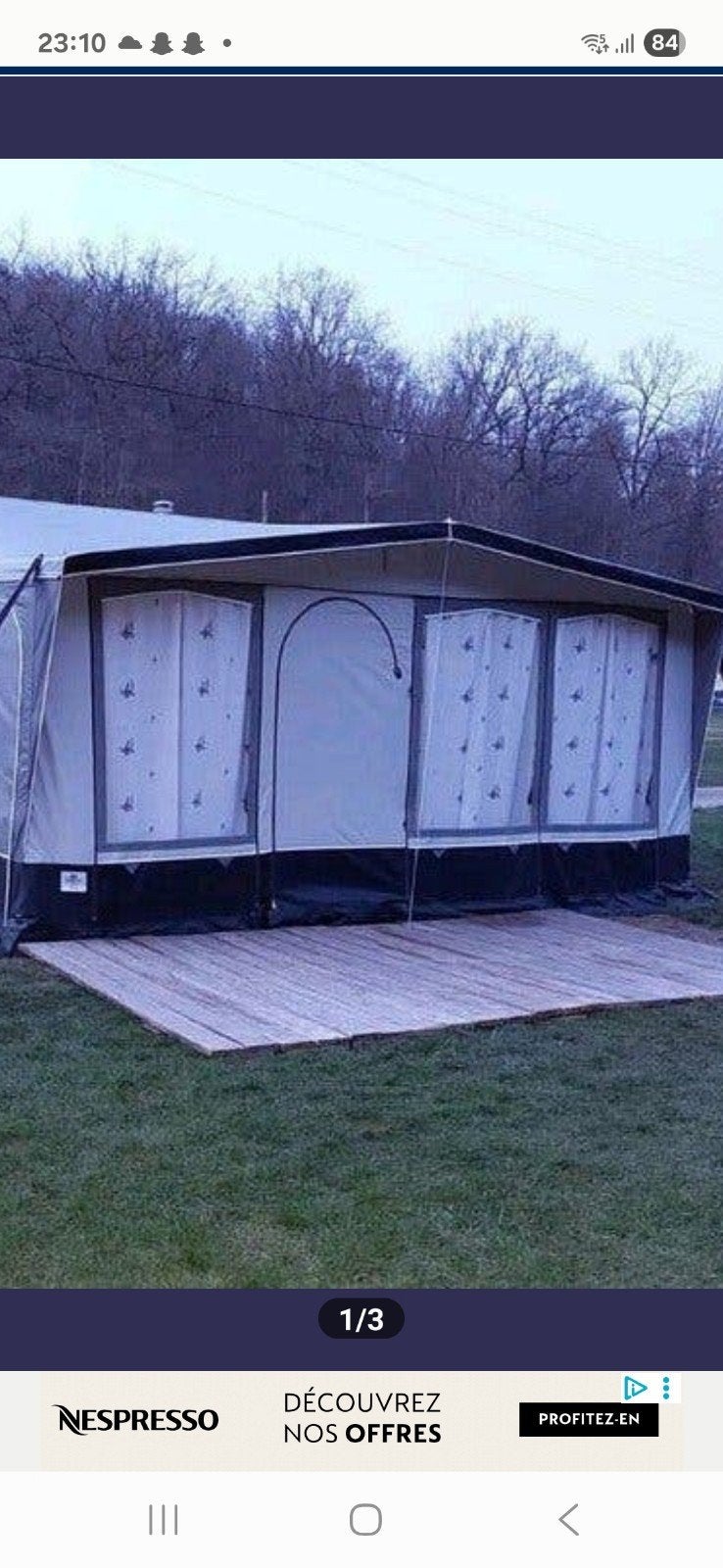 Auvant 4 saisons gris 2tons. Grandeur 520/560  lire svp, Caravans en Kamperen, Tenten, Ophalen of Verzenden