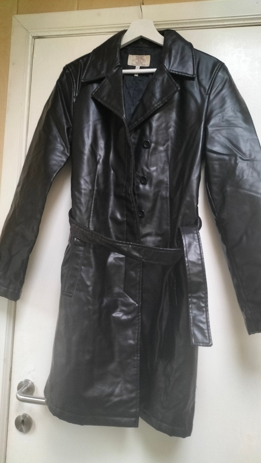 Armani, zwarte lederen winterjas it 44, Kleding | Dames, Ophalen of Verzenden, Zwart